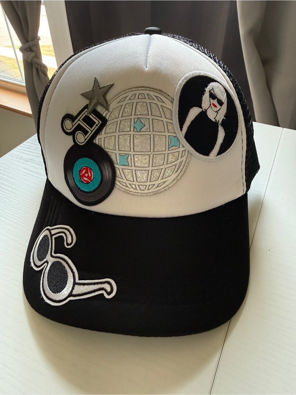 Fun Concert Black White Trucker Cap Hat Patch OS